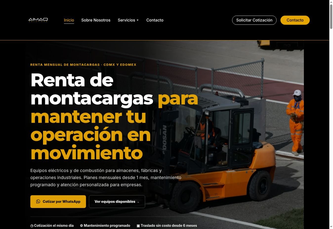 Vista previa del sitio AIMAQ Solutions